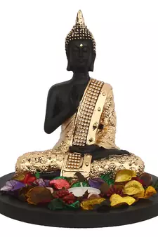 E Craft India Black Golden Buddha Showpiece