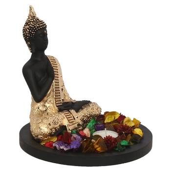 E Craft India Black Golden Buddha Showpiece 3