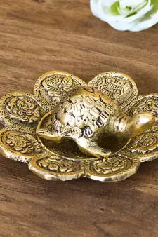 eCraftIndia Feng Shui Tortoise with DECORative plate for offices and home