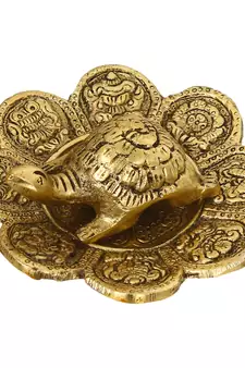 eCraftIndia Feng Shui Tortoise with DECORative plate for offices and home