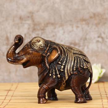 eCraftIndia Antique Finish DECORative Brass Elephant Fingurine 1