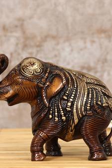 eCraftIndia Antique Finish DECORative Brass Elephant Fingurine