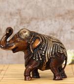 eCraftIndia Antique Finish DECORative Brass Elephant Fingurine