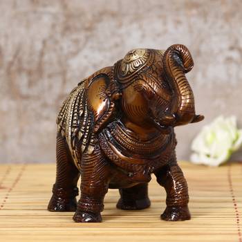 eCraftIndia Antique Finish DECORative Brass Elephant Fingurine 2