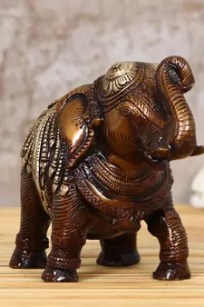 eCraftIndia Antique Finish DECORative Brass Elephant Fingurine