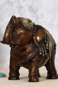 eCraftIndia Antique Finish DECORative Brass Elephant Fingurine