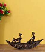 eCraftIndia Antique Finish 2 Men in Boat Brass DECORative Showpiece
