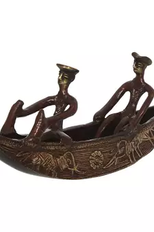 eCraftIndia Antique Finish 2 Men in Boat Brass DECORative Showpiece