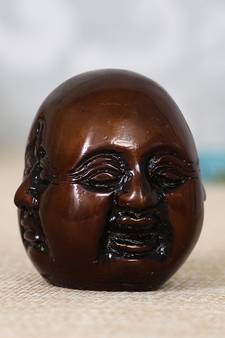 eCraftIndia Antique Finish 3 Side Lauching Buddha Face Showpiece