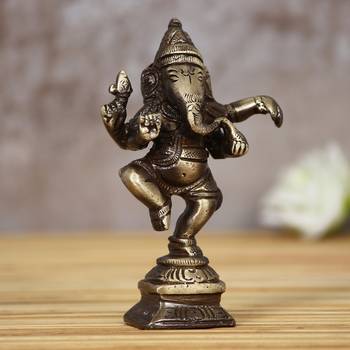 eCraftIndia Brass Dancing Lord Ganesha Antique Showpiece 2