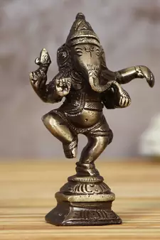 eCraftIndia Brass Dancing Lord Ganesha Antique Showpiece