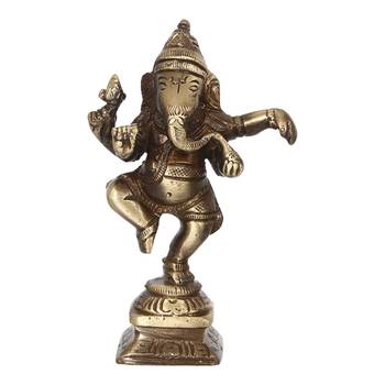 eCraftIndia Brass Dancing Lord Ganesha Antique Showpiece 3