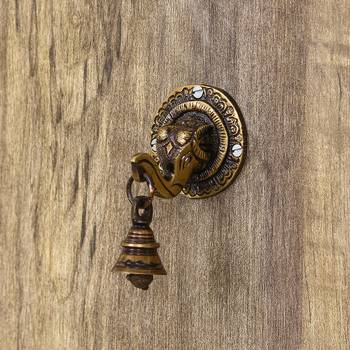 eCraftIndia Brass Lord ganesha Face wall Hanging with Bell 1