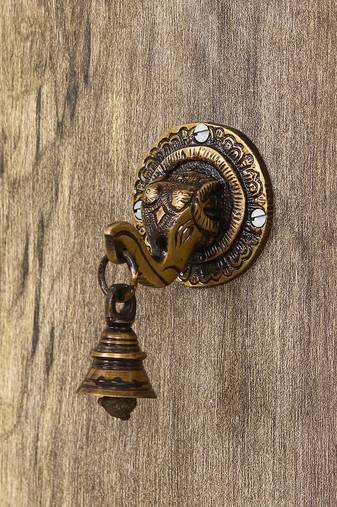 eCraftIndia Brass Lord ganesha Face wall Hanging with Bell