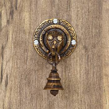 eCraftIndia Brass Lord ganesha Face wall Hanging with Bell 2