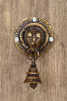eCraftIndia Brass Lord ganesha Face wall Hanging with Bell