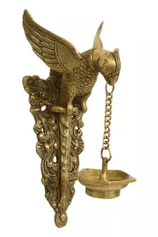 Brown Brass Bird Wall Hanging with Diya