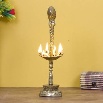 eCraftIndia DECORative Handcrafted Brass Parrot Showpiece Diya for 7 wicks with Stand 2