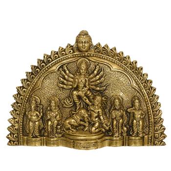 eCraftIndia Goddess Durga Mata Brass Wall Hanging 3