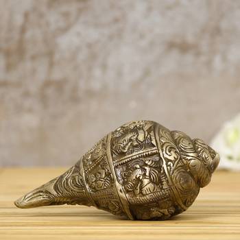 eCraftIndia Brass Auspicious Lord Ganesha Shankh 1