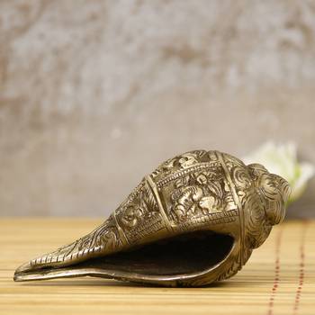 eCraftIndia Brass Auspicious Lord Ganesha Shankh 2