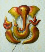 eCraftIndia DECORative Lord Ganesha Handcrafted Iron Wall Hanging with background LED's