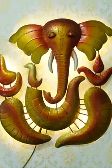 eCraftIndia DECORative Lord Ganesha Handcrafted Iron Wall Hanging with background LED's