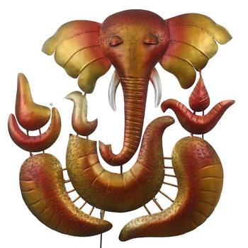 eCraftIndia DECORative Lord Ganesha Handcrafted Iron Wall Hanging with background LED's 3