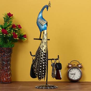 eCraftIndia Colorful Peocock Handcrafted Iron DECORative Showpiece 1
