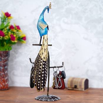 eCraftIndia Colorful Peocock Handcrafted Iron DECORative Showpiece 2