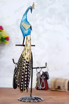 eCraftIndia Colorful Peocock Handcrafted Iron DECORative Showpiece