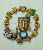 eCraftIndia Lord Krishna Playing Flute Handcrafted Iron Wall Hanging