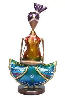 eCraftIndia Tribal Lady Playing Musical Instrument Dholak DECORative Showpiece