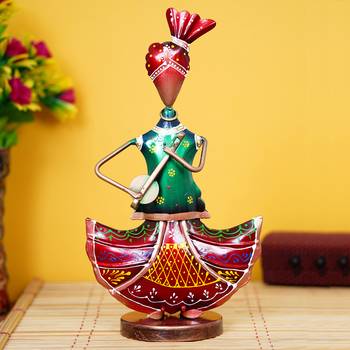 eCraftIndia Tribal Lady Playing Musical Instrument Banjo DECORative Showpiece 1