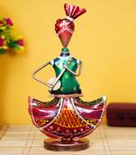 eCraftIndia Tribal Lady Playing Musical Instrument Banjo DECORative Showpiece