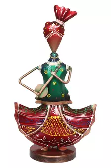 eCraftIndia Tribal Lady Playing Musical Instrument Banjo DECORative Showpiece