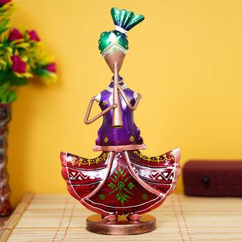eCraftIndia Tribal Lady Playing Musical Instrument Trumpet DECORative Showpiece 1