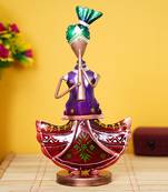 eCraftIndia Tribal Lady Playing Musical Instrument Trumpet DECORative Showpiece