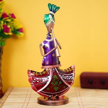 eCraftIndia Tribal Lady Playing Musical Instrument Trumpet DECORative Showpiece 2