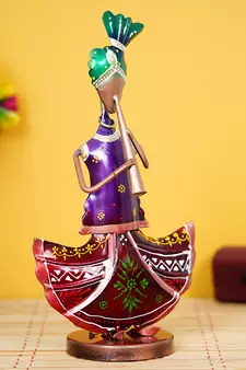 eCraftIndia Tribal Lady Playing Musical Instrument Trumpet DECORative Showpiece