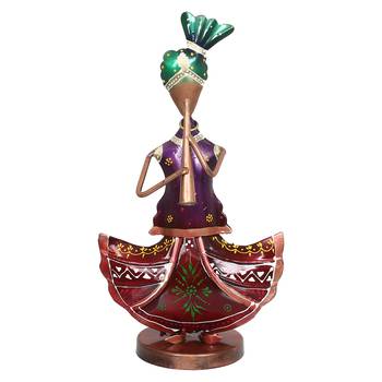 eCraftIndia Tribal Lady Playing Musical Instrument Trumpet DECORative Showpiece 3