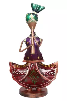 eCraftIndia Tribal Lady Playing Musical Instrument Trumpet DECORative Showpiece