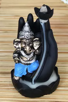 Lord Ganesha Smoke Backflow Cone Incense Holder DECORative Showpiece with 10 free Smoke Backflow Scented Cone Incenses