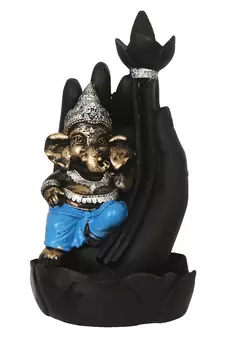 Lord Ganesha Smoke Backflow Cone Incense Holder DECORative Showpiece with 10 free Smoke Backflow Scented Cone Incenses