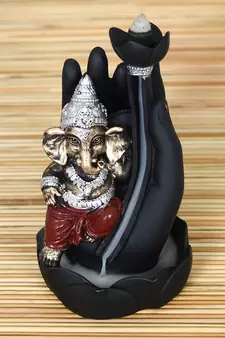 Lord Ganesha Smoke Backflow Cone Incense Holder DECORative Showpiece with 10 free Smoke Backflow Scented Cone Incenses