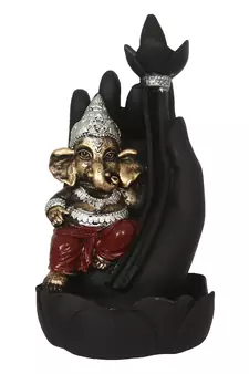Lord Ganesha Smoke Backflow Cone Incense Holder DECORative Showpiece with 10 free Smoke Backflow Scented Cone Incenses