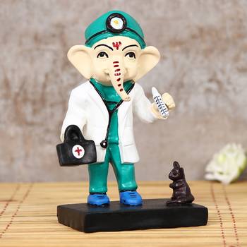 eCraftIndia DECORative Lord Ganesha Idol in Doctor Avatar 1