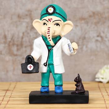 eCraftIndia DECORative Lord Ganesha Idol in Doctor Avatar 2