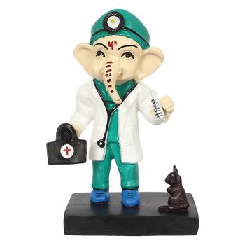 eCraftIndia DECORative Lord Ganesha Idol in Doctor Avatar 3