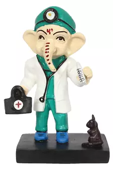 eCraftIndia DECORative Lord Ganesha Idol in Doctor Avatar
